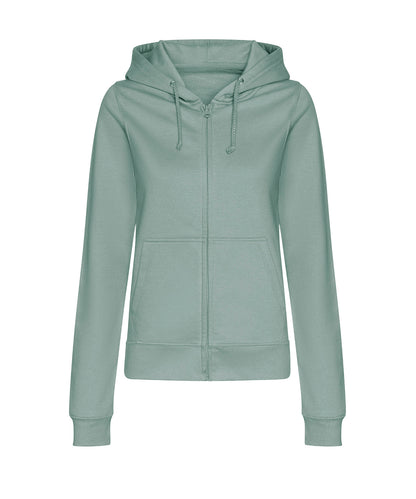 Tryck din logga på Hoodies från AWDis Just Hoods - Anpassa AWDis Just Hoods - Dam College Zoodie med Huva och Dragkedja i färgen Ljusgrön för företag, föreningar och privatpersoner