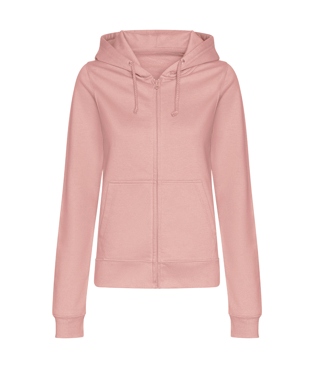Tryck din logga på Hoodies från AWDis Just Hoods - Anpassa AWDis Just Hoods - Dam College Zoodie med Huva och Dragkedja i färgen Ljusrosa för företag, föreningar och privatpersoner