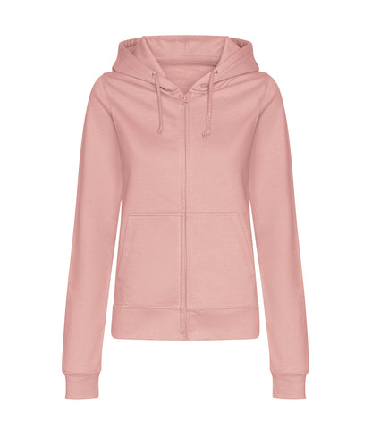 Tryck din logga på Hoodies från AWDis Just Hoods - Anpassa AWDis Just Hoods - Dam College Zoodie med Huva och Dragkedja i färgen Ljusrosa för företag, föreningar och privatpersoner