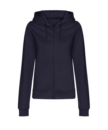 Tryck din logga på Hoodies från AWDis Just Hoods - Anpassa AWDis Just Hoods - Dam College Zoodie med Huva och Dragkedja i färgen Marinblå för företag, föreningar och privatpersoner