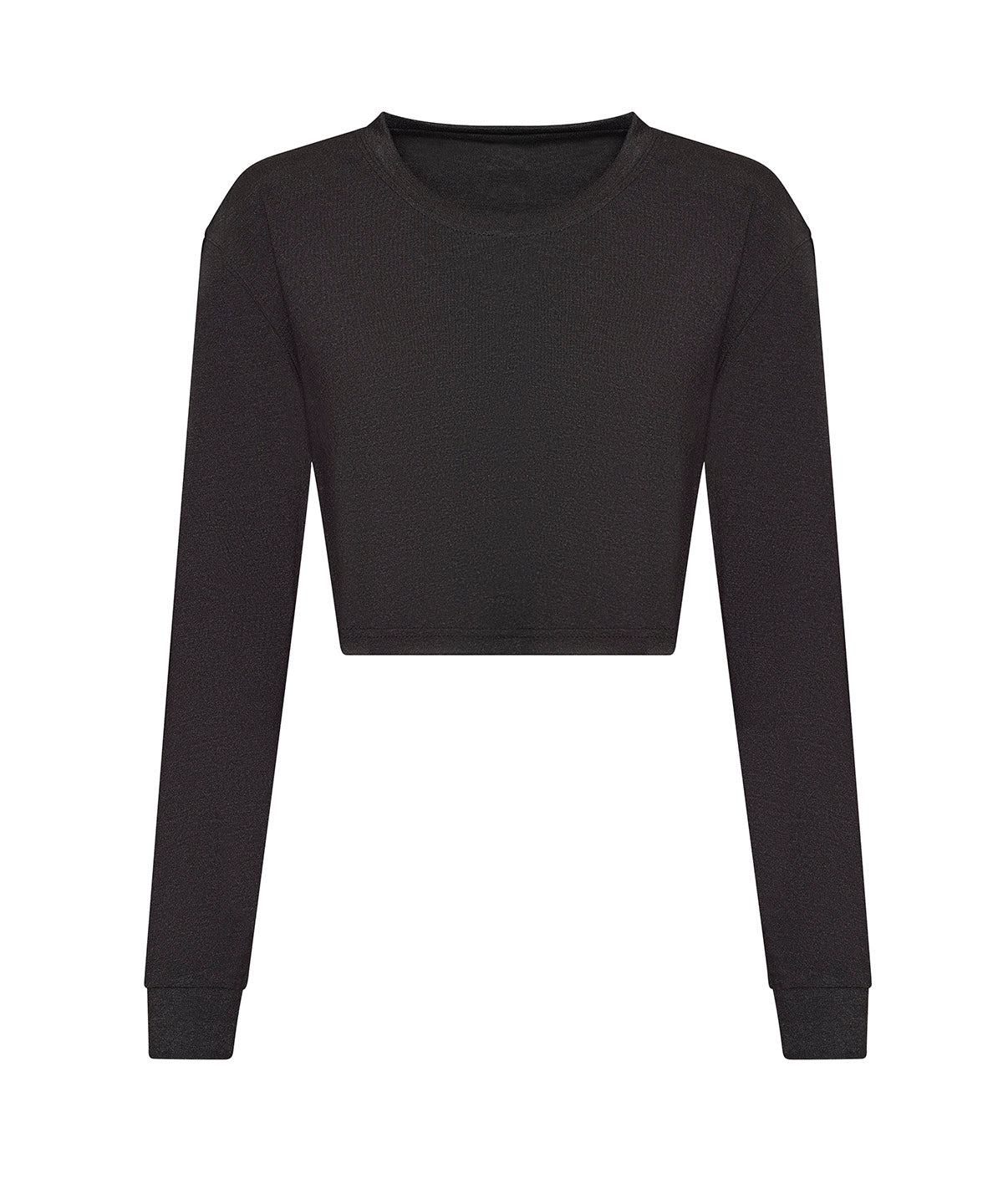 Tryck din logga på T-shirts från AWDis Just T's - Anpassa Ladies Long Sleeve Cropped T-Shirt i färgen Svart för företag, föreningar och privatpersoner