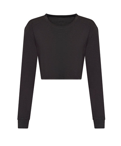 Tryck din logga på T-shirts från AWDis Just T's - Anpassa Ladies Long Sleeve Cropped T-Shirt i färgen Svart för företag, föreningar och privatpersoner