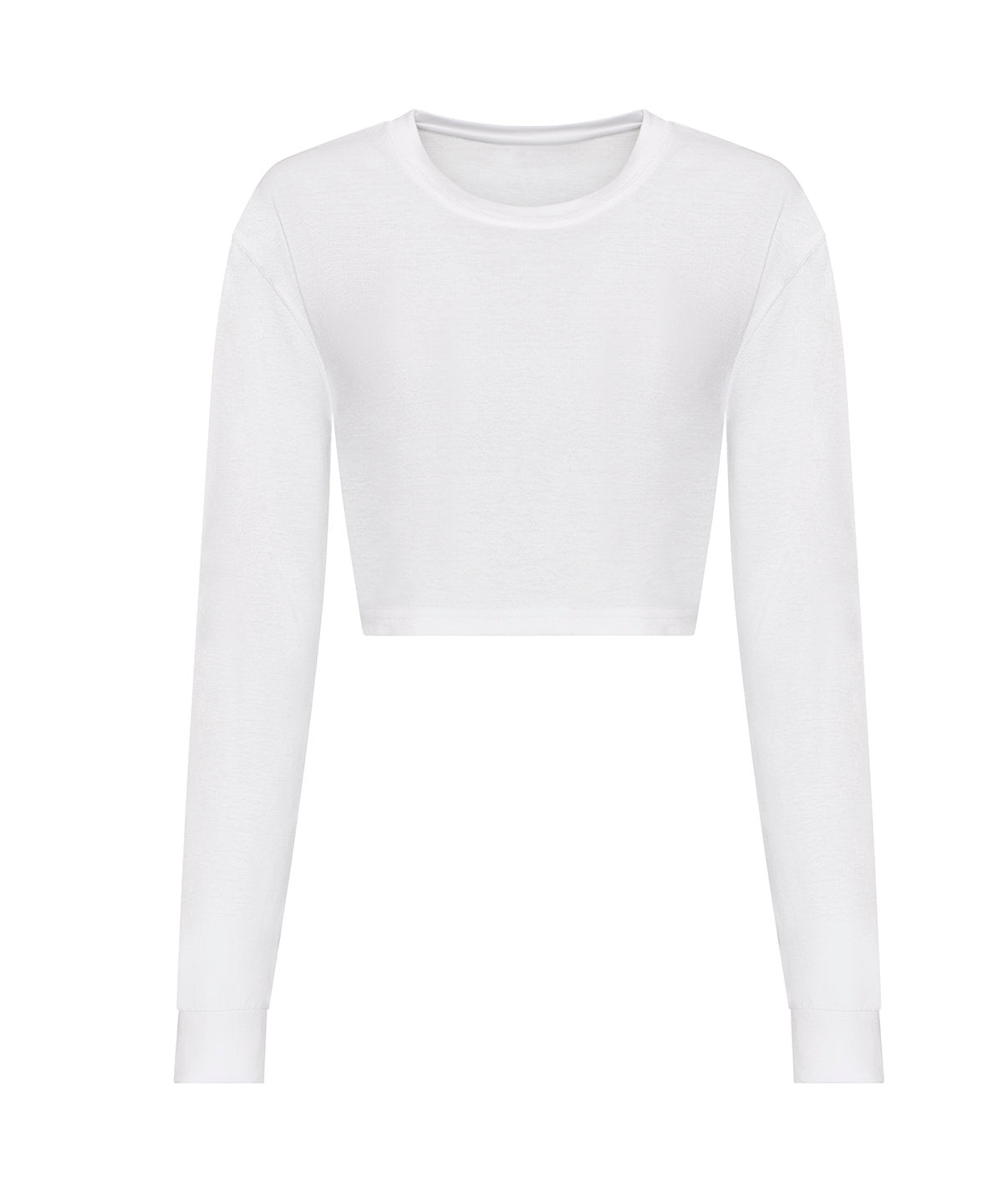 Tryck din logga på T-shirts från AWDis Just T's - Anpassa Ladies Long Sleeve Cropped T-Shirt i färgen Vit för företag, föreningar och privatpersoner