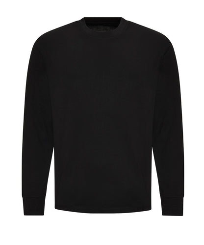 Tryck din logga på T-shirts från AWDis Just T's - Anpassa Oversized Long Sleeve 100 T i färgen Svart för företag, föreningar och privatpersoner