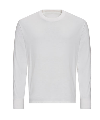 Tryck din logga på T-shirts från AWDis Just T's - Anpassa Oversized Long Sleeve 100 T i färgen Vit för företag, föreningar och privatpersoner