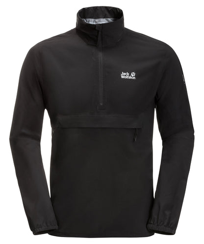 Tryck din logga på Jackor från Jack Wolfskin - Anpassa Packbar vattentät smock i färgen Svart för företag, föreningar och privatpersoner