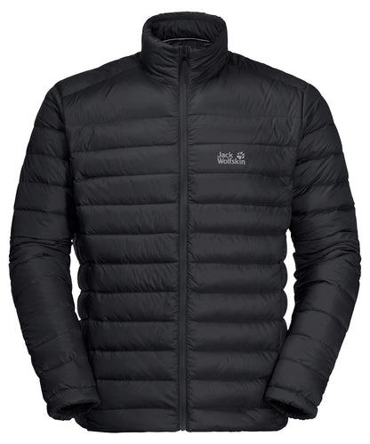 Tryck din logga på Jackor från Jack Wolfskin - Anpassa Packbar dunjacka i färgen Svart för företag, föreningar och privatpersoner