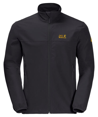 Tryck din logga på Softshelljackor från Jack Wolfskin - Anpassa Softshell-jacka i färgen Svart för företag, föreningar och privatpersoner