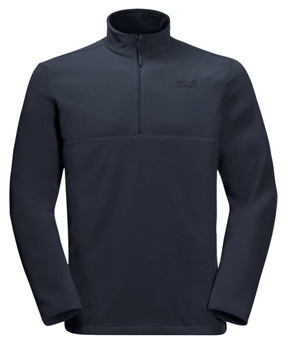 Tryck din logga på Fleece från Jack Wolfskin - Anpassa Fleece med kvarts dragkedja i färgen Marinblå för företag, föreningar och privatpersoner