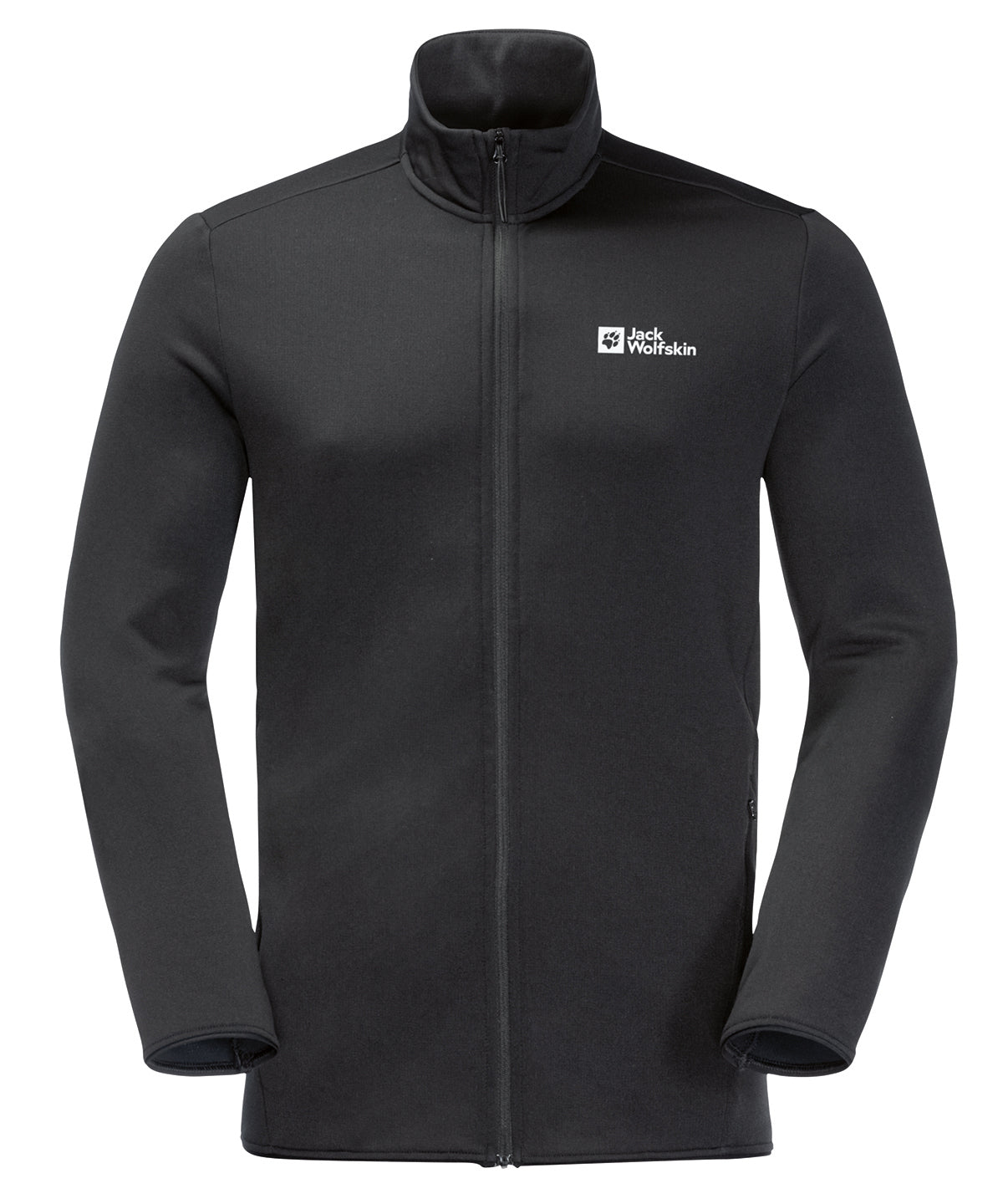 Tryck din logga på Fleece från Jack Wolfskin - Anpassa Packbar fleece i färgen Svart för företag, föreningar och privatpersoner