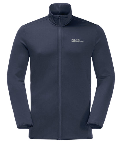 Tryck din logga på Fleece från Jack Wolfskin - Anpassa Packbar fleece i färgen Marinblå S för företag, föreningar och privatpersoner