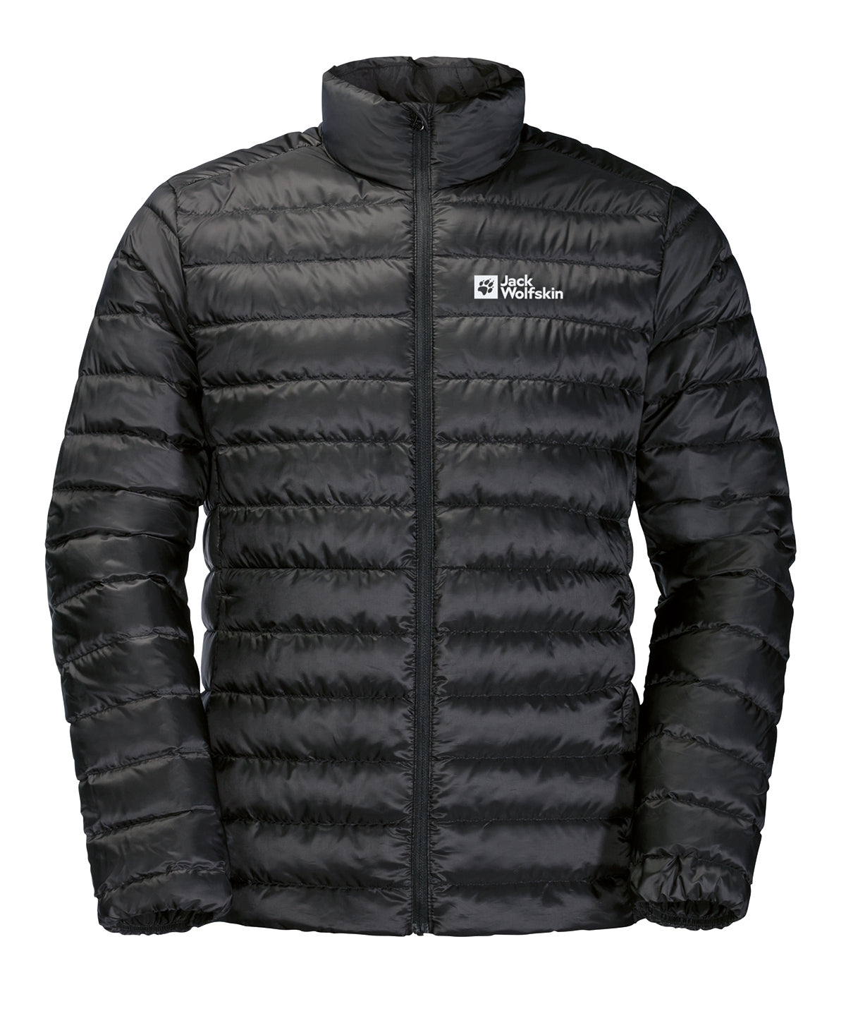 Tryck din logga på Jackor från Jack Wolfskin - Anpassa Packbar dunjacka i färgen Svart 2XL för företag, föreningar och privatpersoner