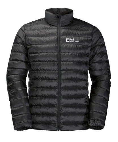 Tryck din logga på Jackor från Jack Wolfskin - Anpassa Packbar dunjacka i färgen Svart 2XL för företag, föreningar och privatpersoner
