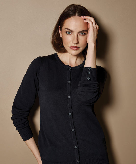 Tryck din logga på Koftor från Kustom Kit - Anpassa Dam Arundel crew neck cardigan långärmad i färgen för företag, föreningar och privatpersoner
