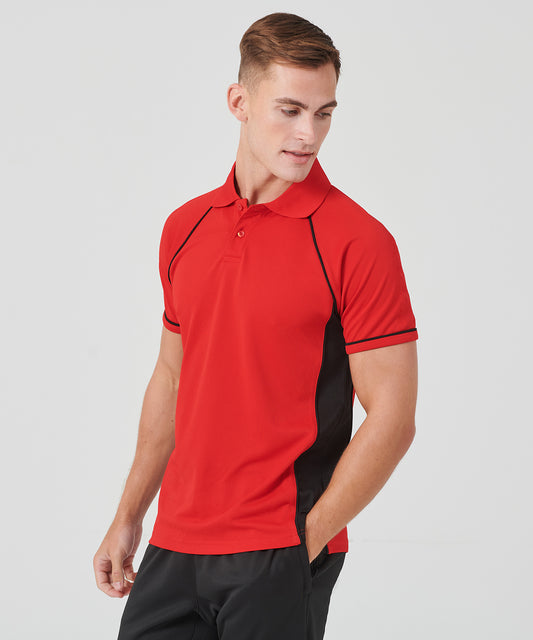 Tryck din logga på Piké från Finden & Hales - Anpassa Performance Panelled Polo i färgen för företag, föreningar och privatpersoner