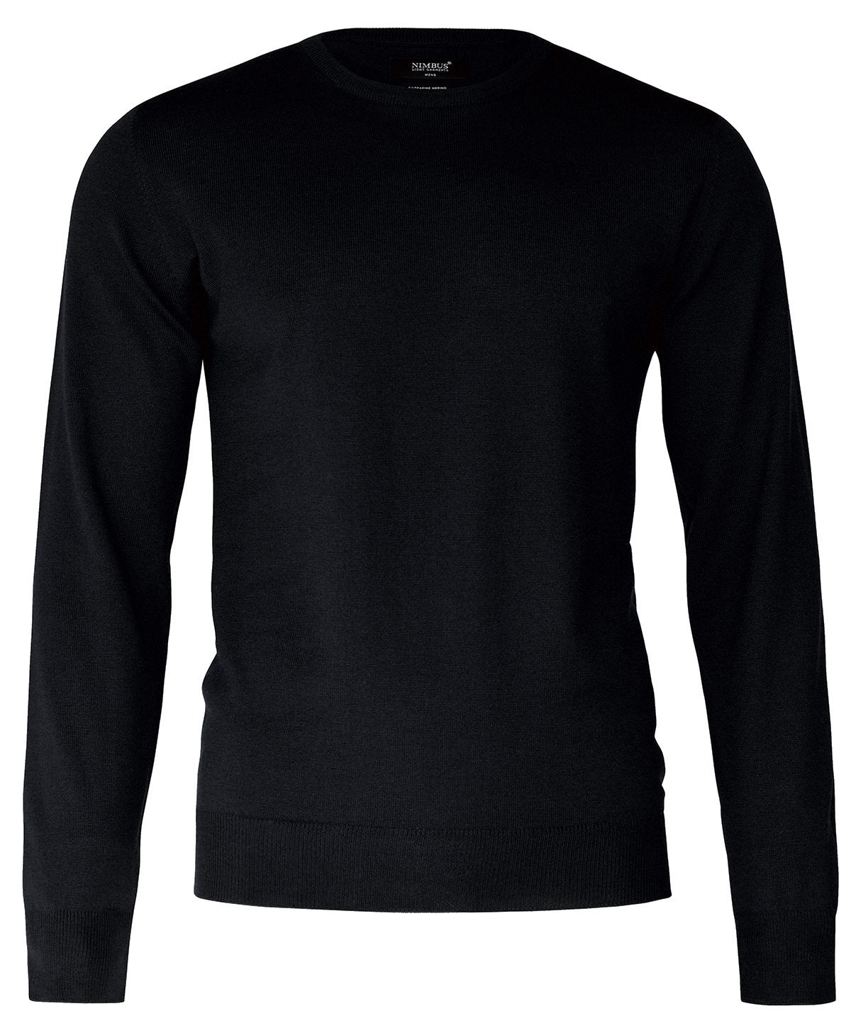 Tryck din logga på Stickade tröjor från Nimbus - Anpassa Beaufort extra fin Cashwool merino stickning i färgen Svart för företag, föreningar och privatpersoner