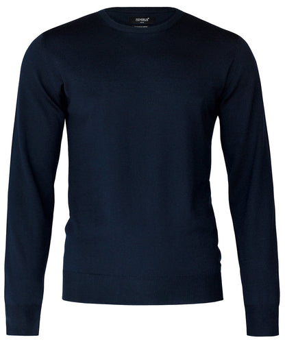 Tryck din logga på Stickade tröjor från Nimbus - Anpassa Beaufort extra fin Cashwool merino stickning i färgen Marinblå för företag, föreningar och privatpersoner