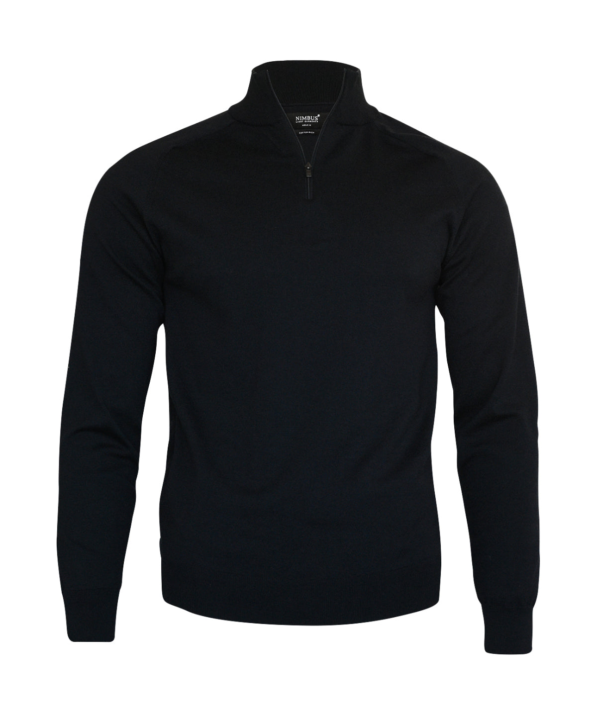 Tryck din logga på Stickade tröjor från Nimbus - Anpassa Brighton 1/4-zip i färgen Svart för företag, föreningar och privatpersoner