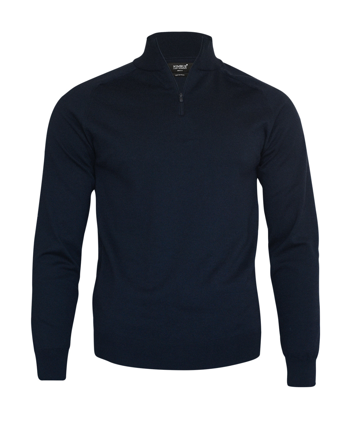 Tryck din logga på Stickade tröjor från Nimbus - Anpassa Brighton 1/4-zip i färgen Marinblå för företag, föreningar och privatpersoner