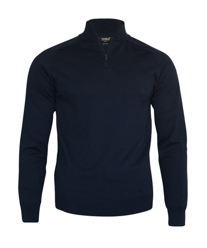 Tryck din logga på Stickade tröjor från Nimbus - Anpassa Brighton 1/4-zip i färgen Marinblå för företag, föreningar och privatpersoner