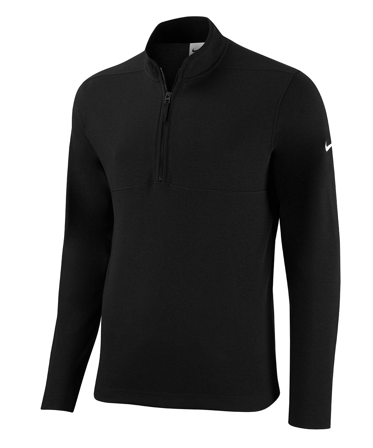 Tryck din logga på Sportjackor från Nike - Anpassa Nike Victory tröja med halv dragkedja i färgen Svart för företag, föreningar och privatpersoner