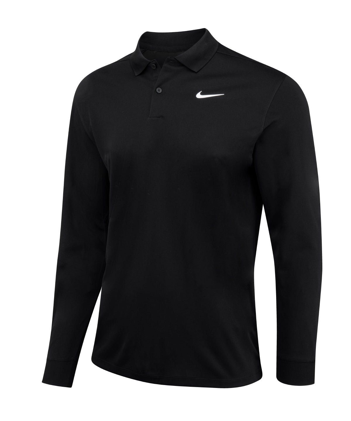 Tryck din logga på Piké från Nike - Anpassa Nike Dri-FIT Victory solid Piké med lång ärm i färgen Svart för företag, föreningar och privatpersoner