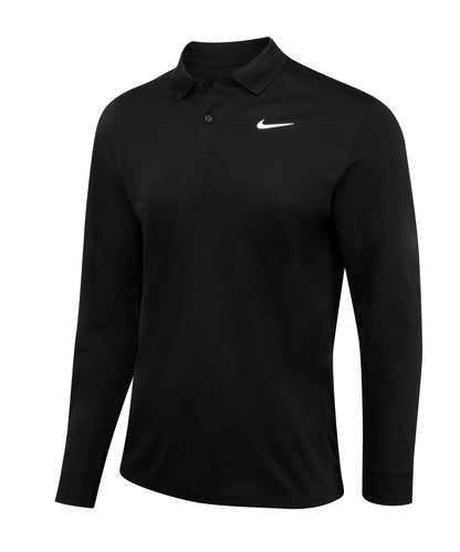 Tryck din logga på Piké från Nike - Anpassa Nike Dri-FIT Victory solid Piké med lång ärm i färgen Svart för företag, föreningar och privatpersoner