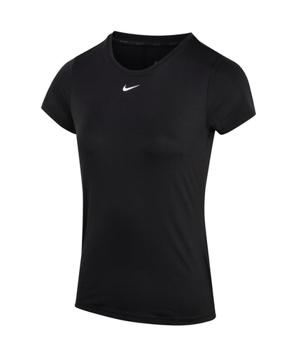 Tryck din logga på T-shirts från Nike - Anpassa Dam Nike One Dri-FIT kortärmad slim top i färgen Svart för företag, föreningar och privatpersoner