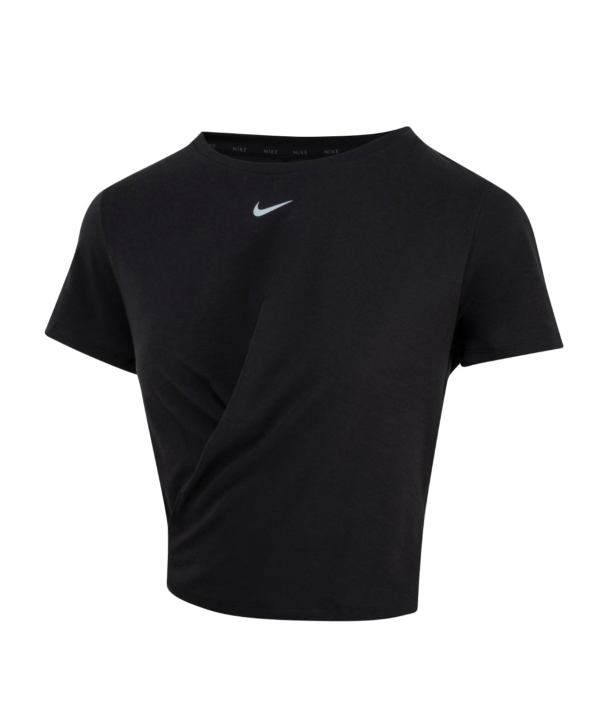 Tryck din logga på T-shirts från Nike - Anpassa Dam Nike One Luxe Dri-FIT kortärmad topp med standard twist i färgen Svart XXS för företag, föreningar och privatpersoner