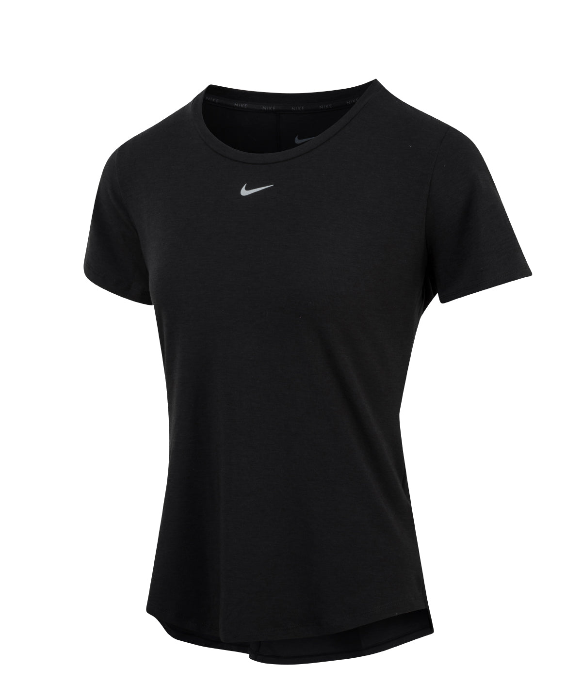 Tryck din logga på T-shirts från Nike - Anpassa Dam Nike One Luxe Dri-FIT kortärmad topp med standardpassform i färgen Svart för företag, föreningar och privatpersoner