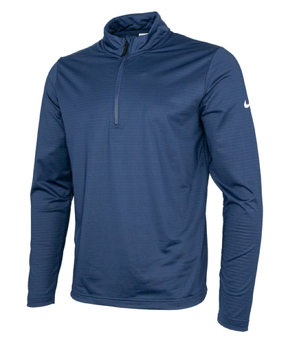 Tryck din logga på Sportjackor från Nike - Anpassa Nike Dri-FIT Victory tröja med halv dragkedja i färgen Marinblå för företag, föreningar och privatpersoner