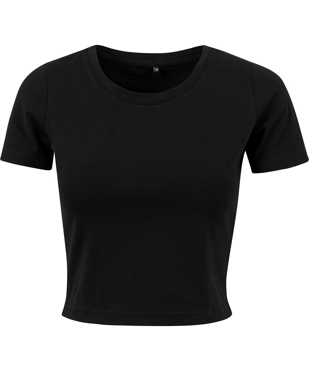 Tryck din logga på T-shirts från New Morning Studios - Anpassa Dam Cropped Tee i färgen Svart för företag, föreningar och privatpersoner