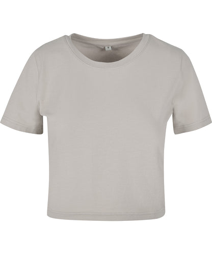 Tryck din logga på T-shirts från New Morning Studios - Anpassa Dam Cropped Tee i färgen Ljusgrå för företag, föreningar och privatpersoner