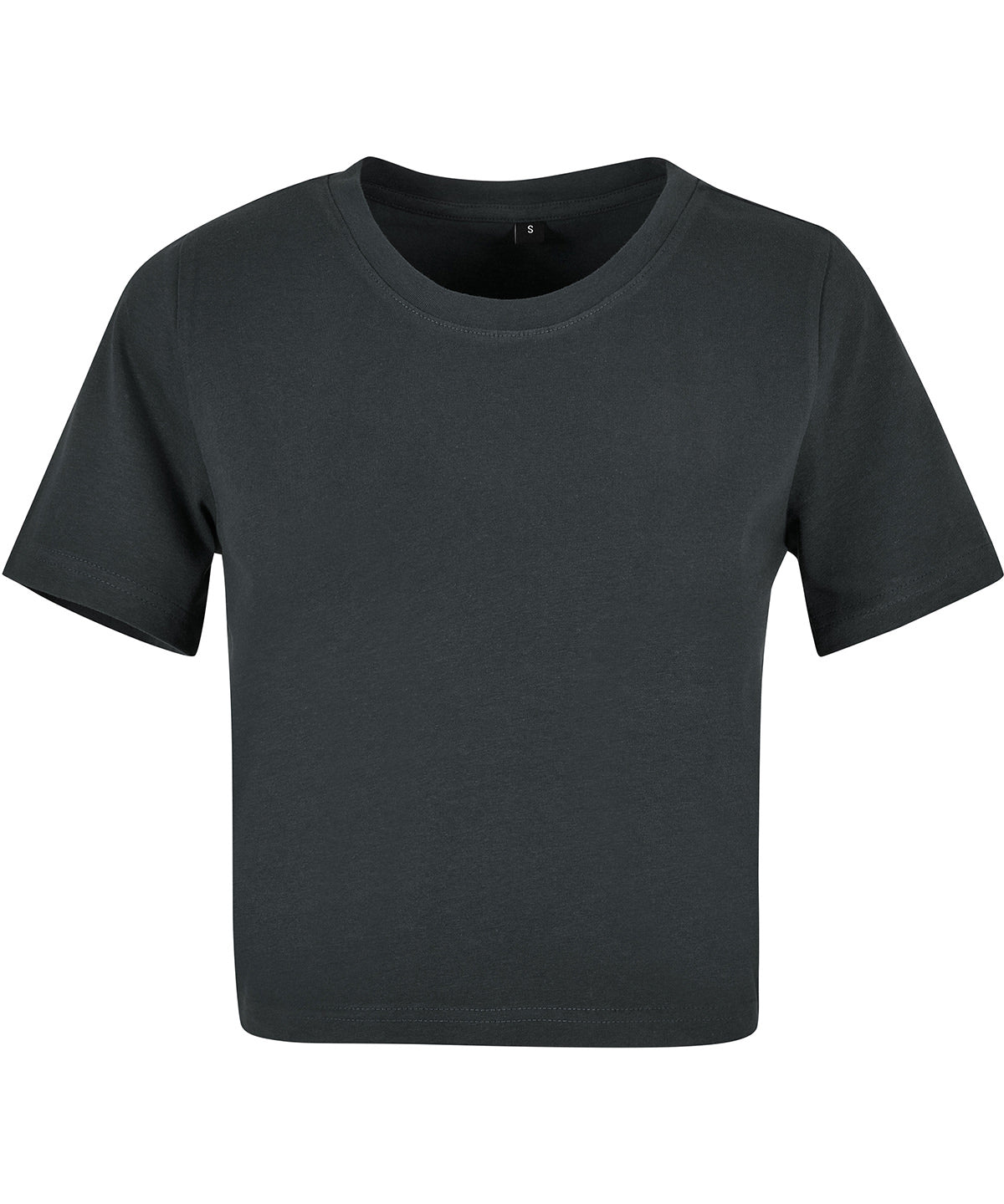 Tryck din logga på T-shirts från New Morning Studios - Anpassa Dam Cropped Tee i färgen Mörkgrå för företag, föreningar och privatpersoner