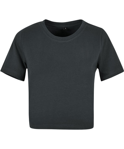 Tryck din logga på T-shirts från New Morning Studios - Anpassa Dam Cropped Tee i färgen Mörkgrå för företag, föreningar och privatpersoner