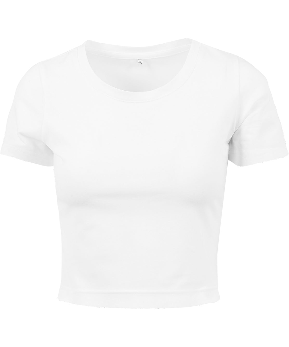 Tryck din logga på T-shirts från New Morning Studios - Anpassa Dam Cropped Tee i färgen Vit för företag, föreningar och privatpersoner