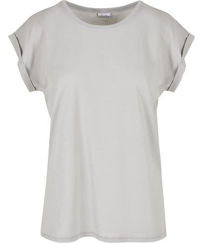 Tryck din logga på T-shirts från New Morning Studios - Anpassa Regular T-shirt med förlängda axlar - Dam i färgen Ljusgrå för företag, föreningar och privatpersoner