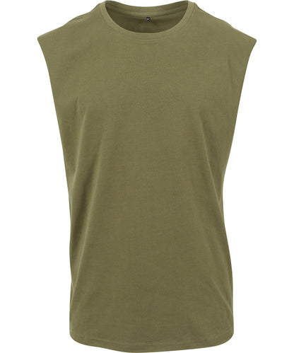 Tryck din logga på T-shirts från New Morning Studios - Anpassa Sleeveless Tee – Herr i färgen Oliv för företag, föreningar och privatpersoner