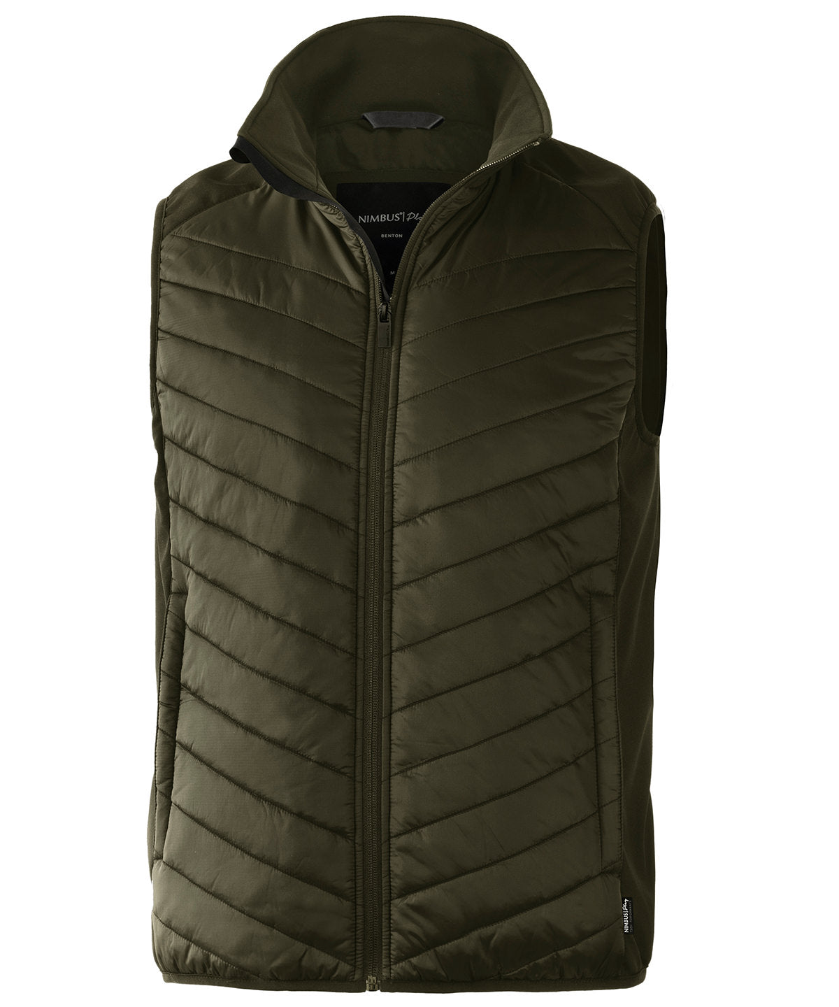 Tryck din logga på Termovästar från Nimbus - Anpassa Benton mångsidig hybridväst i färgen Oliv för företag, föreningar och privatpersoner