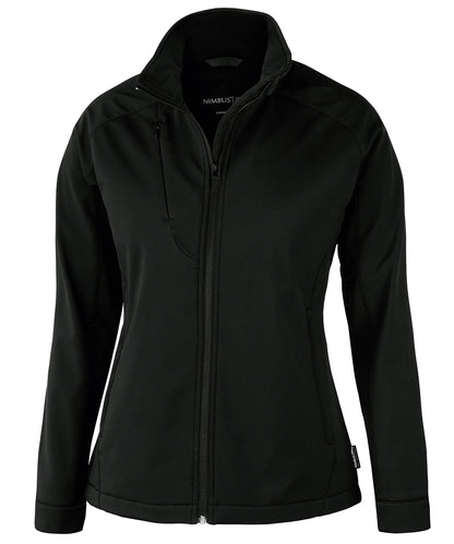 Tryck din logga på Softshelljackor från Nimbus - Anpassa Dam Livingston 4-vägs stretch softshell i färgen Svart för företag, föreningar och privatpersoner