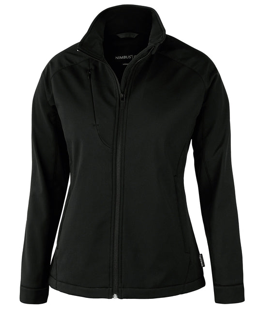 Tryck din logga på Softshelljackor från Nimbus - Anpassa Dam Livingston 4-vägs stretch softshell i färgen Svart för företag, föreningar och privatpersoner