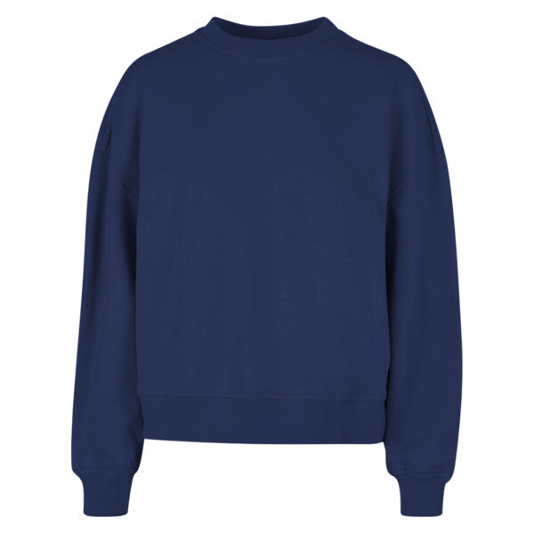 Tryck din logga på från Impala Print Shop - Anpassa BUILD YOUR BRAND Women’s oversized crew neck sweatshirt BY212 i färgen French Navy för företag, föreningar och privatpersoner
