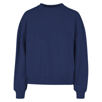 Tryck din logga på från Impala Print Shop - Anpassa BUILD YOUR BRAND Women’s oversized crew neck sweatshirt BY212 i färgen French Navy för företag, föreningar och privatpersoner