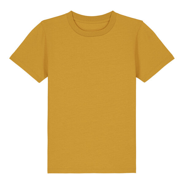 Tryck din logga på T-shirts design från Stanley/Stella - Anpassa Stanley/Stella Kids Mini Creator 2.0 – Ikonisk Barn-T-shirt i Ekologisk Bomull i färgen Spectra Yellow för företag, föreningar och privatpersoner
