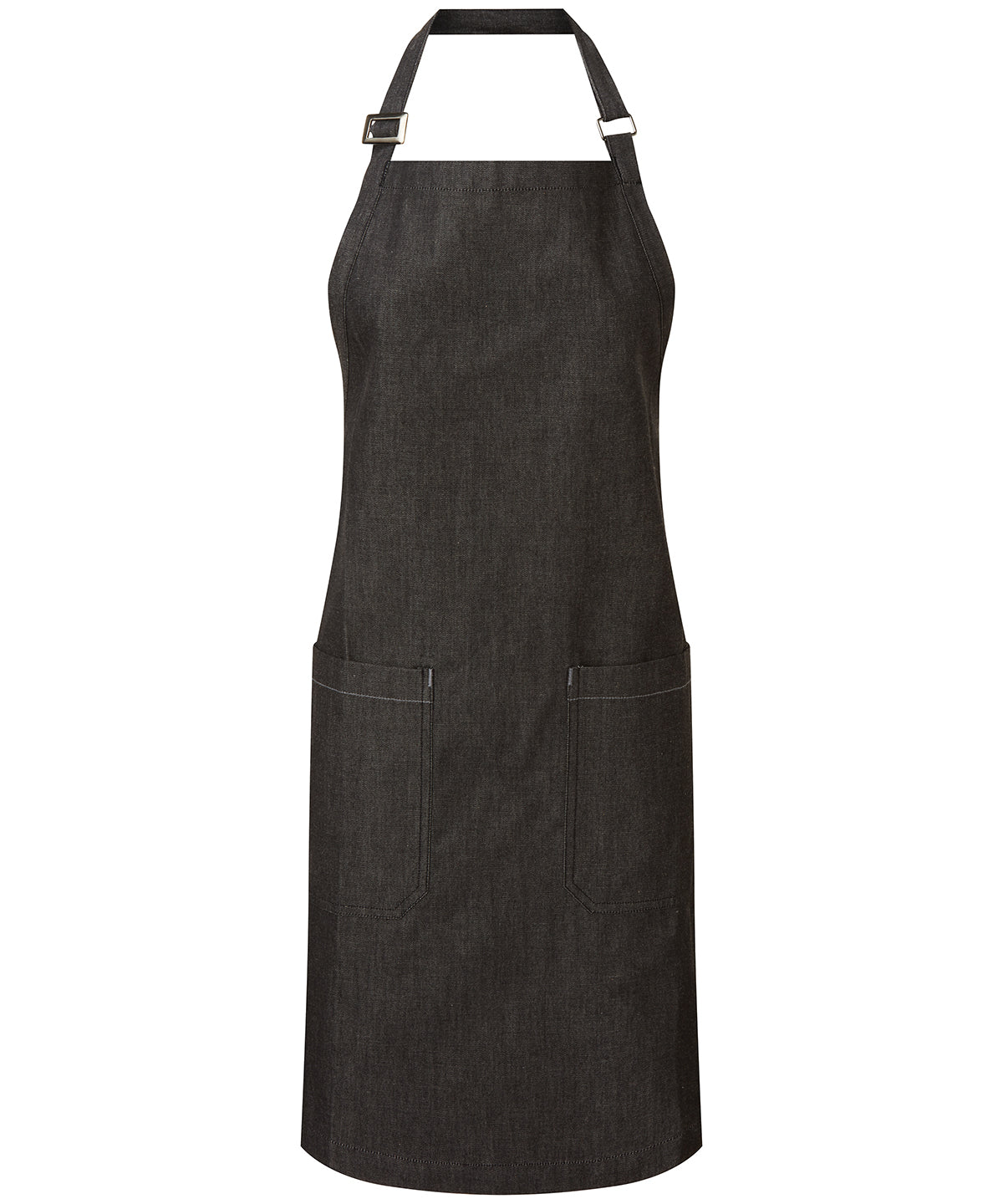 Tryck din logga på Förkläden från Premier - Anpassa Haklappsförkläde i bomullsdenim, ekologiskt och Fairtrade-certifierat i färgen Svart One Size för företag, föreningar och privatpersoner