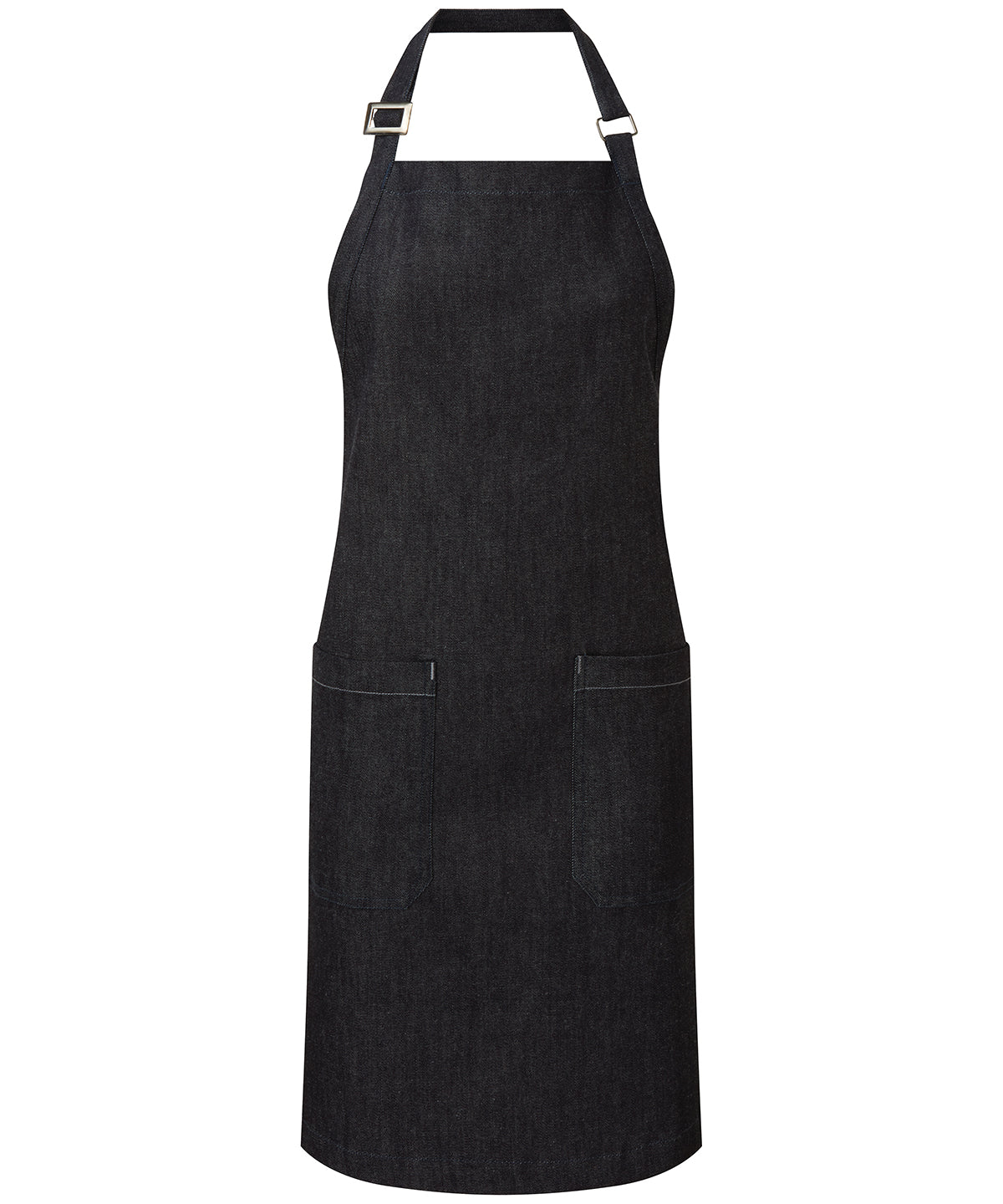 Tryck din logga på Förkläden från Premier - Anpassa Haklappsförkläde i bomullsdenim, ekologiskt och Fairtrade-certifierat i färgen Marinblå One Size för företag, föreningar och privatpersoner