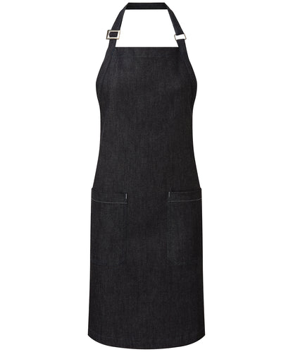 Tryck din logga på Förkläden från Premier - Anpassa Haklappsförkläde i bomullsdenim, ekologiskt och Fairtrade-certifierat i färgen Marinblå One Size för företag, föreningar och privatpersoner