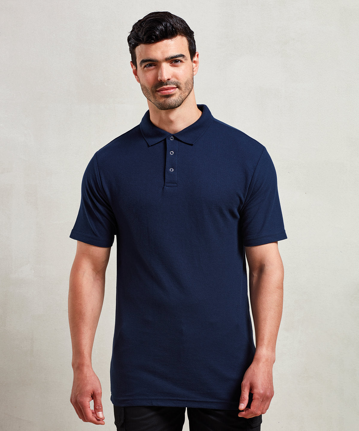 Tryck din logga på Piké från Premier - Anpassa Workwear Polo with Pop Studs i färgen för företag, föreningar och privatpersoner