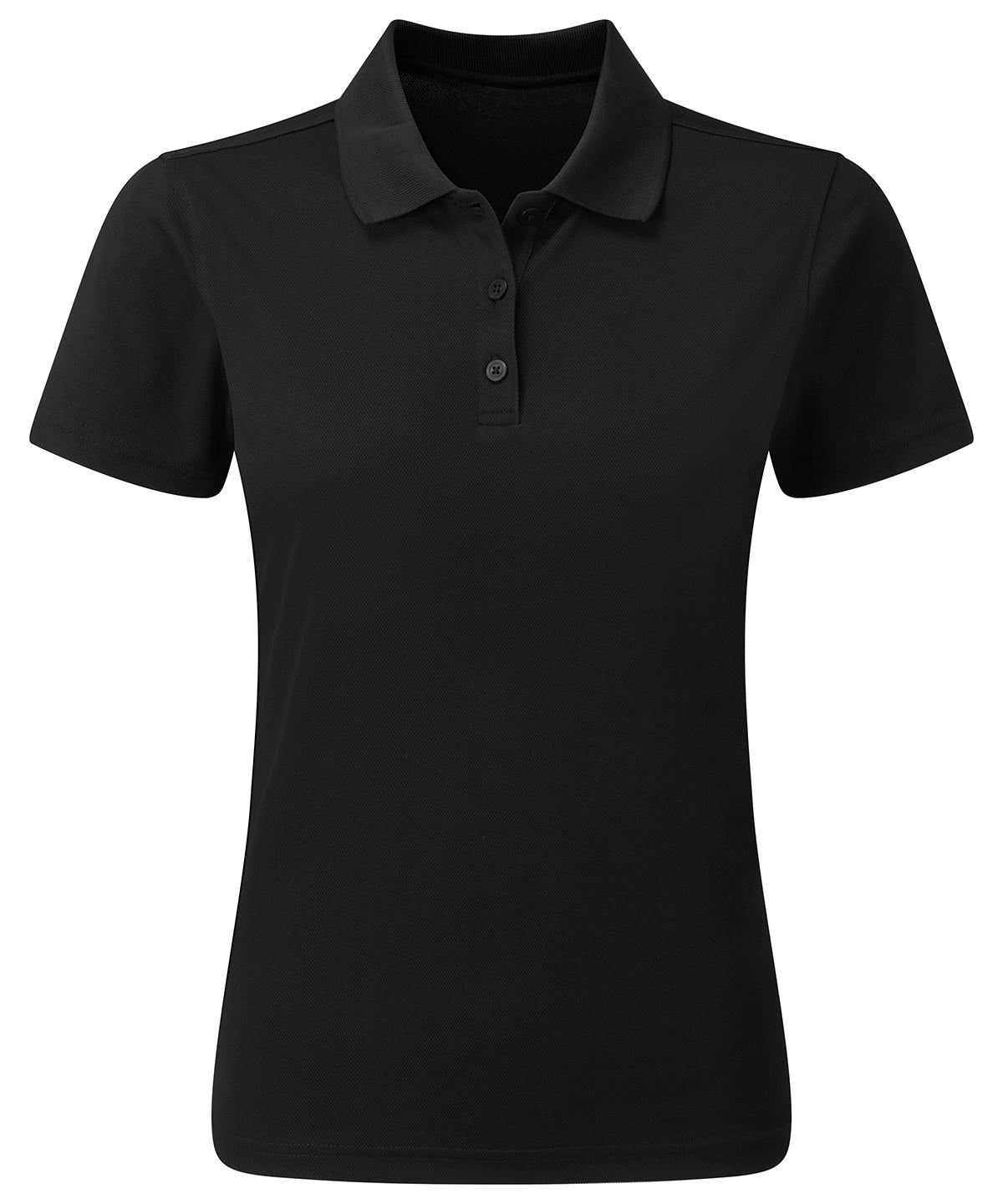 Tryck din logga på Piké från Premier - Anpassa Spun Dyed Recycled Polo - Dam i färgen Svart för företag, föreningar och privatpersoner