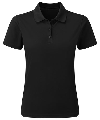 Tryck din logga på Piké från Premier - Anpassa Spun Dyed Recycled Polo - Dam i färgen Svart för företag, föreningar och privatpersoner